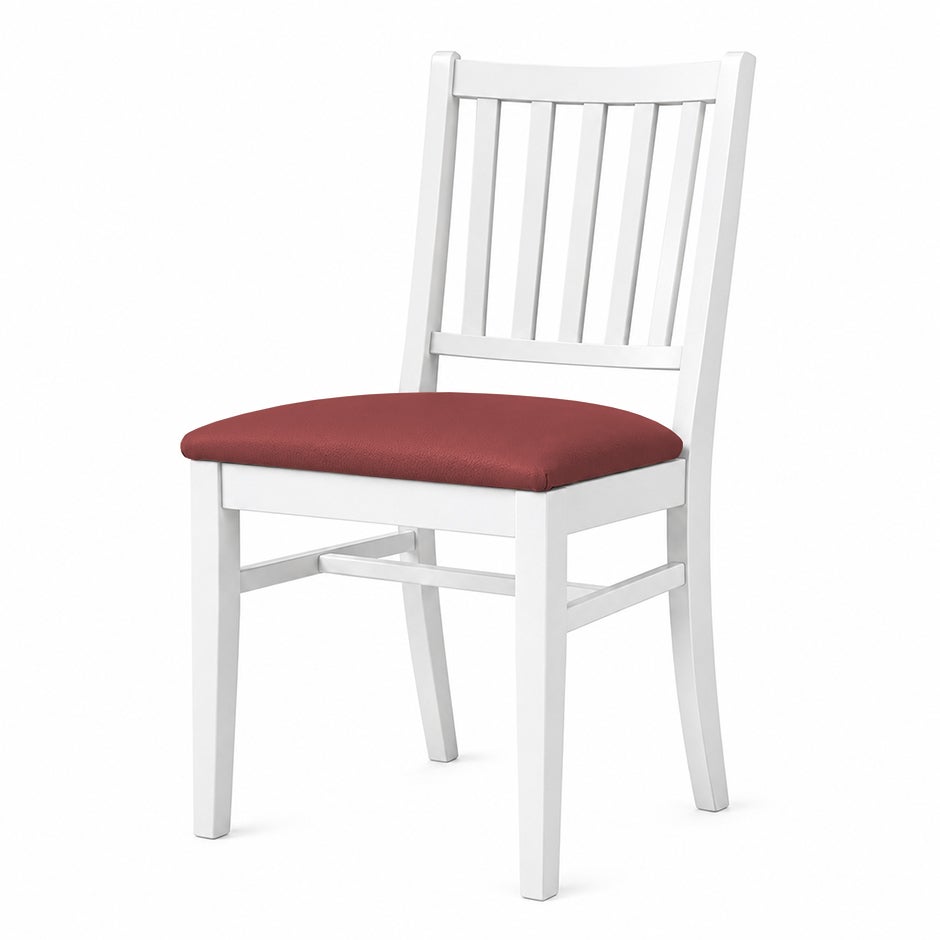Stol Ester, B470 x D540 x H860 mm, stativ vit bets, klädsel konstläder Nevotex Illusion röd