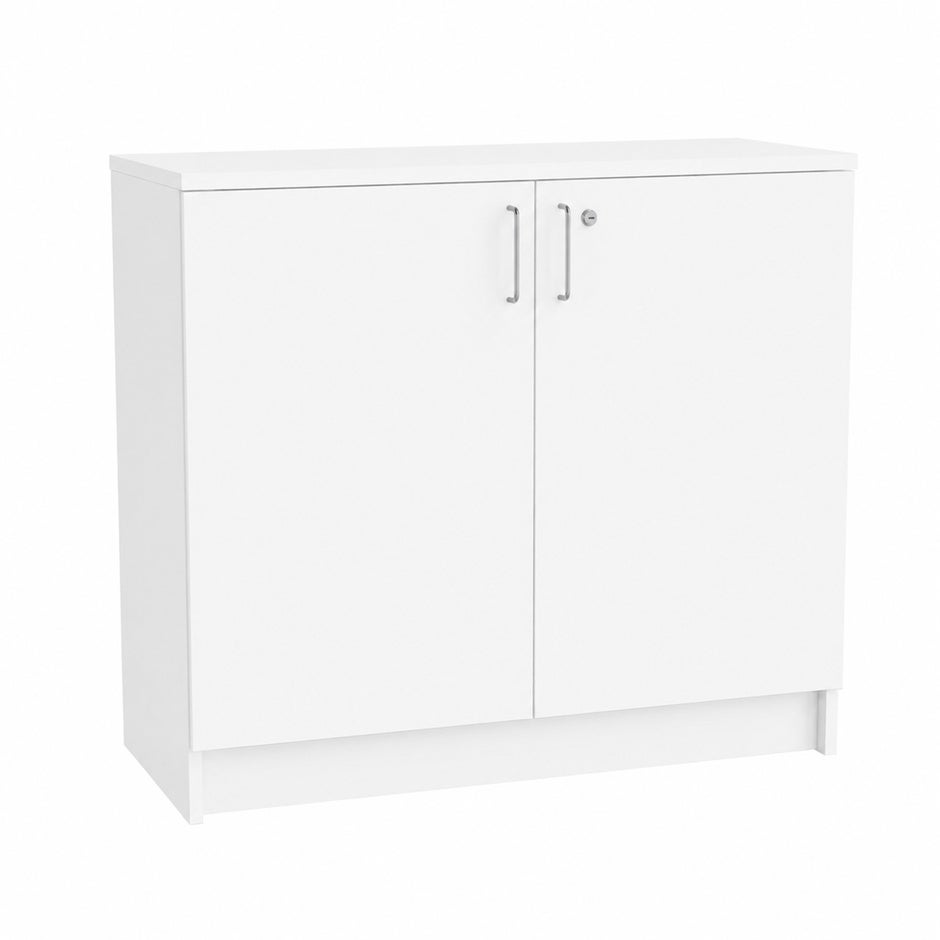 Bänkskåp Mora, B1000 x D470 x H910 mm, dubbeldörr, 3 flyttbara hyllplan, laminat vit