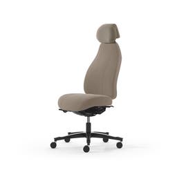 Kontorsstol Malmstolen 7000 med hög rygg, Dux-sits, nackstöd i tyg, hjul för hårda golv, Tyg Capture 5103 Beige