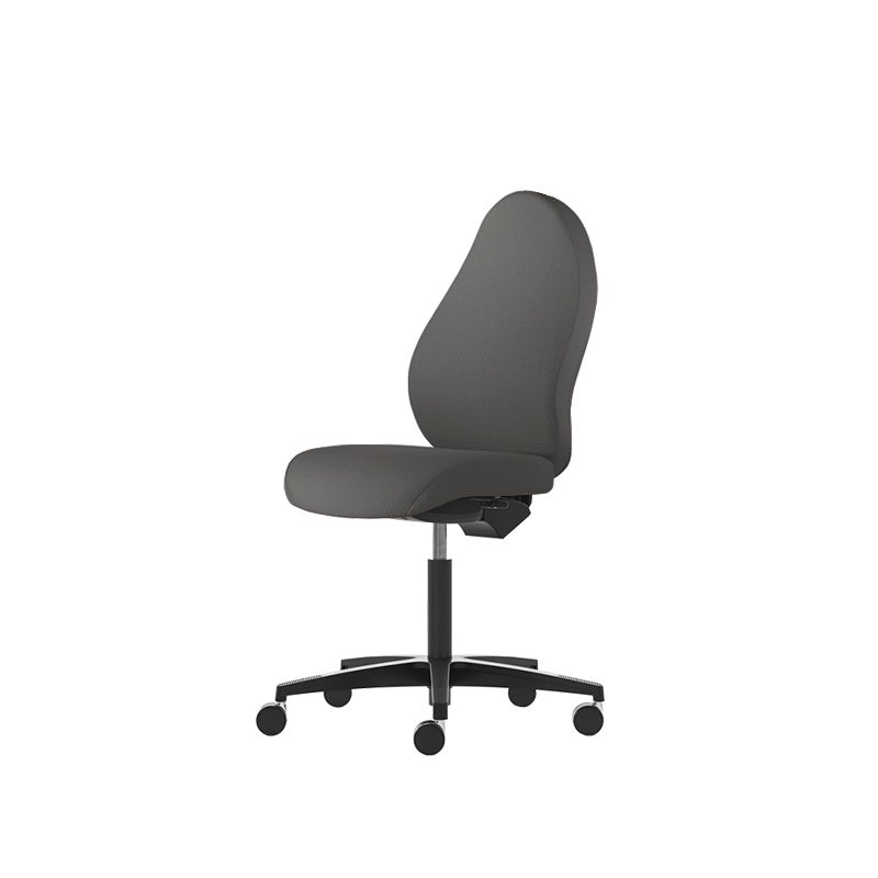 Kontorsstol Malmstolen R3H med hög rygg, Dux-sits, hjul för hårda golv, Tyg Capture 4601 Grå