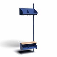 Inredningssystem BST, påb.sekt., 600x300x270 mm, med bänk & m-vägg, 2 platser