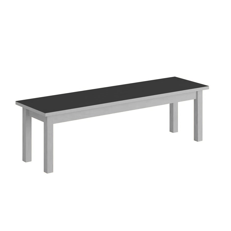Sittbänk Erika, B1200 x D350 x H350 mm, ben massiv gråpigmenterad björk och sits av kryssfanér med Svart högtryckslaminat