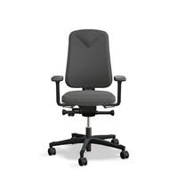 Arbetsstol Höganäs 280 Small med hög rygg och 4D armstöd, stor ställbarhet, tyg Select