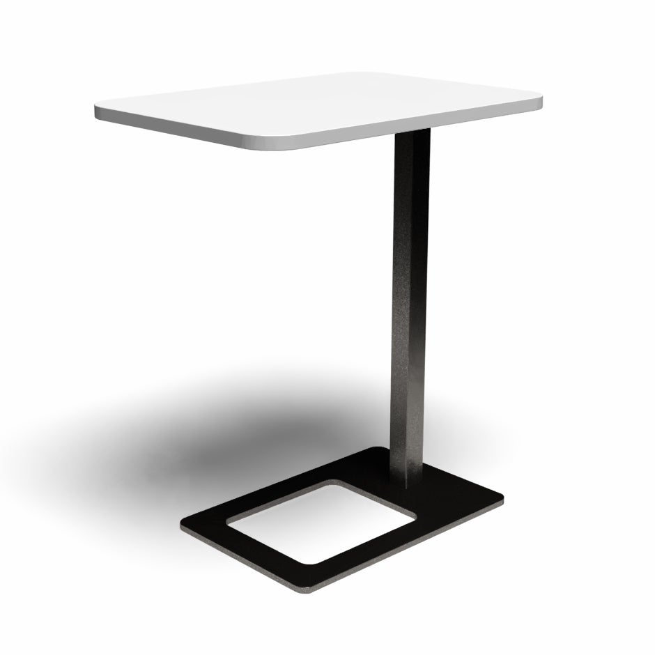 Bord Mobi, L400 x D500 x H620 mm, Vit laminat och stativ Svart