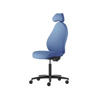 Kontorsstol Malmstolen R3H med hög rygg, Dux-sits, nackstöd i tyg, hjul för hårda golv, Tyg Capture 4901 Blå