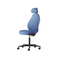 Kontorsstol Malmstolen R3H med hög rygg, Dux-sits, nackstöd i tyg, hjul för hårda golv, Tyg Capture 4901 Blå