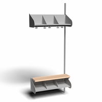 Inredningssystem BST, påb.sekt., 900x300x270 mm, med bänk & m-vägg, 3 platser