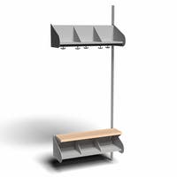 Inredningssystem BST, påb.sekt., 900x300x270 mm, med bänk & m-vägg, 3 platser