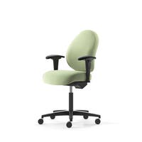 Kontorsstol Malmstolen R3H med hög rygg, Dux-sits, armstöd Corona, hjul för hårda golv, Tyg Capture 6501 Grön