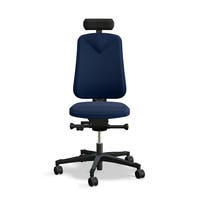 Arbetsstol Höganäs 280 Small med hög rygg, stor ställbarhet, Nackstöd svart konstläder, tyg Select