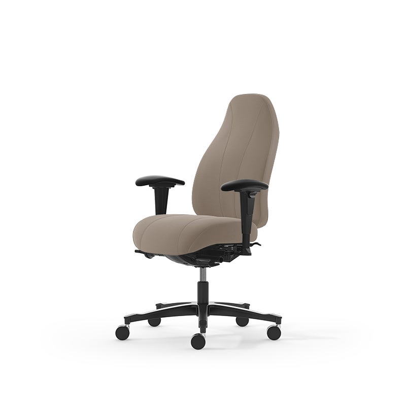 Kontorsstol Malmstolen 7000 med hög rygg, Dux-sits, armstöd Corona, hjul för hårda golv, Tyg Capture 5103 Beige