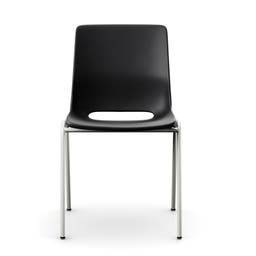 Staplingsbar stol Ana, helt Svart Polypropylen. Grå 4-bensstativ, B495xD515 mm, sitthöjd 430 mm. Filtfot
