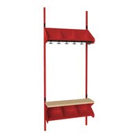 Inredningssystem BST, grundsekt., 600x300x270 mm, med bänk & m-vägg, 3 platser