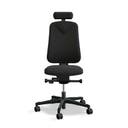 Arbetsstol Höganäs 280 Small med hög rygg, stor ställbarhet, Nackstöd svart konstläder, tyg Select