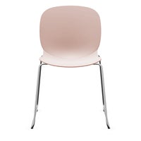 Staplingsbar stol Noor, benstativ ljusgrå medar, helt sittskal av rosa PP, filttassar och kopplingsbeslag