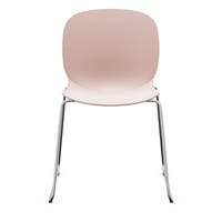 Staplingsbar stol Noor, benstativ ljusgrå medar, helt sittskal av rosa PP, filttassar och kopplingsbeslag