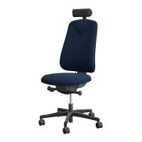 Arbetsstol Höganäs 290 Large med hög rygg, stor ställbarhet, Nackstöd svart konstläder, tyg Select