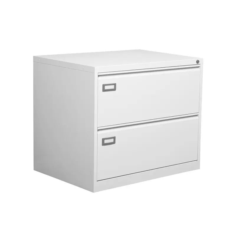 Flankmappskåp i plåt med 2 st lådor, A4-format, H716xB840xD620 mm, centrallås