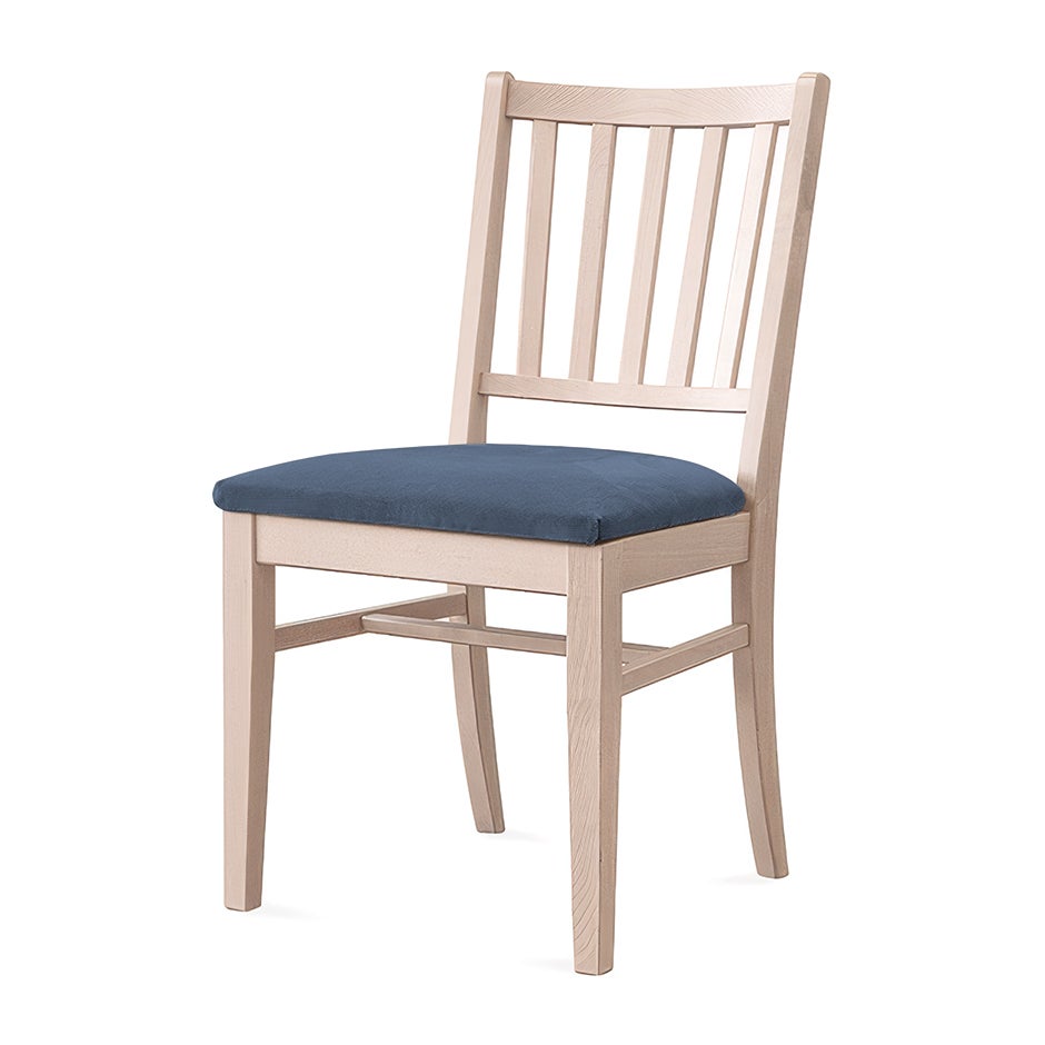 Stol Ester, B470 x D540 x H860 mm, stativ björk, klädsel Gabriel Cura blå