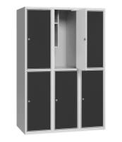 Elevskåp med stål/laminatdörr, skolklinka för hänglås, 900x550x1900 mm, 6 fack