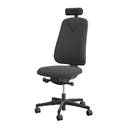 Arbetsstol Höganäs 290 Large med hög rygg, stor ställbarhet, Nackstöd svart konstläder, tyg Select