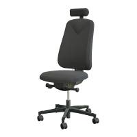 Arbetsstol Höganäs 290 Large med hög rygg, stor ställbarhet, Nackstöd svart konstläder, tyg Select