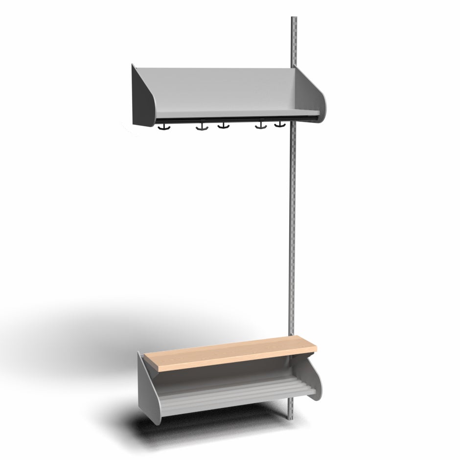 Inredningssystem BST, påb.sektion, 800x300x270 mm, inkl. sittbänk, utan m-vägg