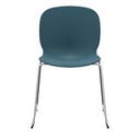 Staplingsbar stol Noor, benstativ ljusgrå medar, helt sittskal av mörkblå PP, filttassar och kopplingsbeslag