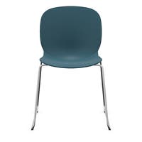 Staplingsbar stol Noor, benstativ ljusgrå medar, helt sittskal av mörkblå PP, filttassar och kopplingsbeslag