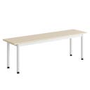 Sittbänk Emil, B1400 x D350 x H450 mm, Vita metallben och sits av kryssfanér med Björk högtryckslaminat, beslag för bultning