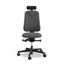 Arbetsstol Höganäs 280 Small med hög rygg, stor ställbarhet, Nackstöd svart konstläder, tyg Select