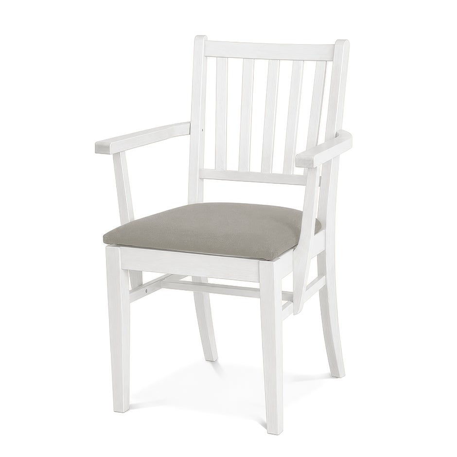 Karmstol Ester, B570 x D540 x H860 mm, stativ vit bets, klädsel Gabriel Cura grå