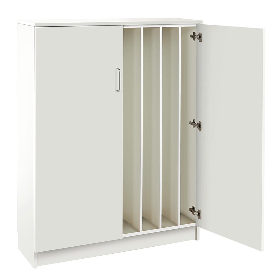 Madrasskåp Sova, för 8 vikbara madrasser, B1000 x D340 x H1370 mm, laminat vit