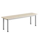 Sittbänk Emil, B1400 x D350 x H450 mm, Grå metallben och sits av kryssfanér med Björk högtryckslaminat