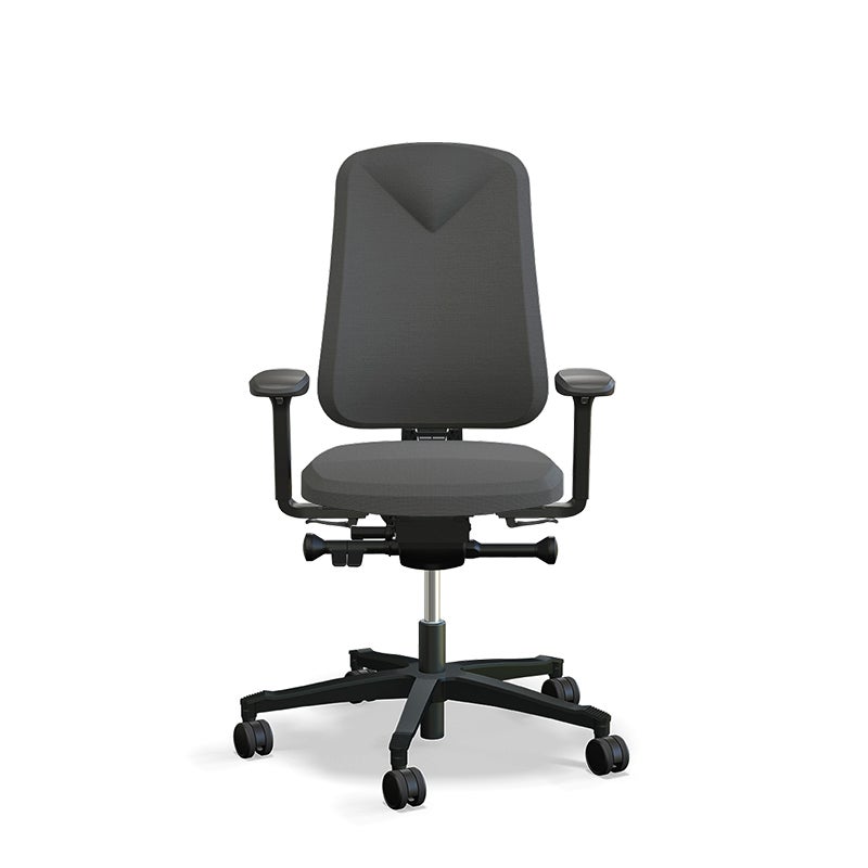 Arbetsstol Höganäs 280 Small med hög rygg och 4D armstöd, stor ställbarhet, tyg Select