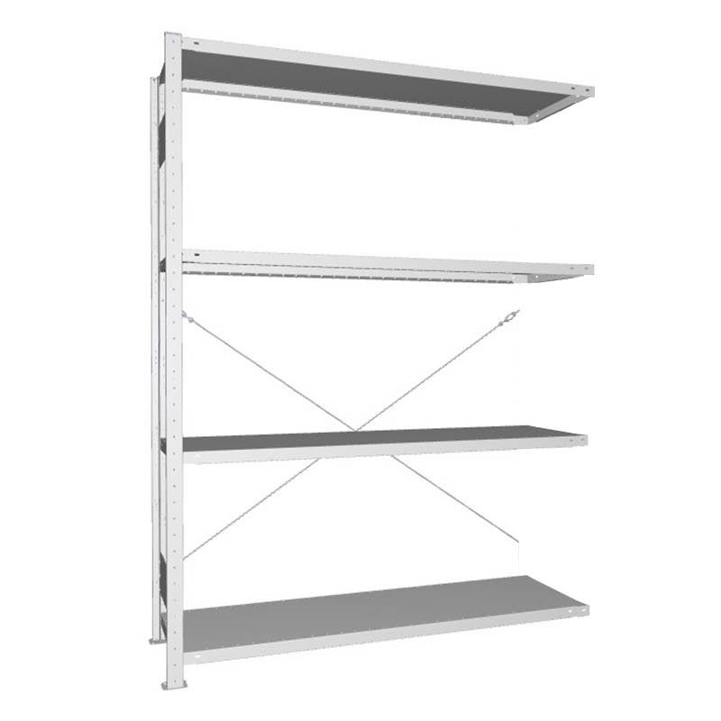 Lagerhylla Meta Quick Plus, påbygg, galv, 2000x1500x400 mm, 4 plan, 200 kg/plan
