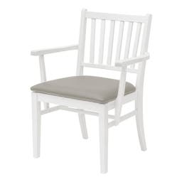 Karmstol Ester, B570 x D540 x H860 mm, stativ vit bets, klädsel konstläder Nevotex Illusion grå