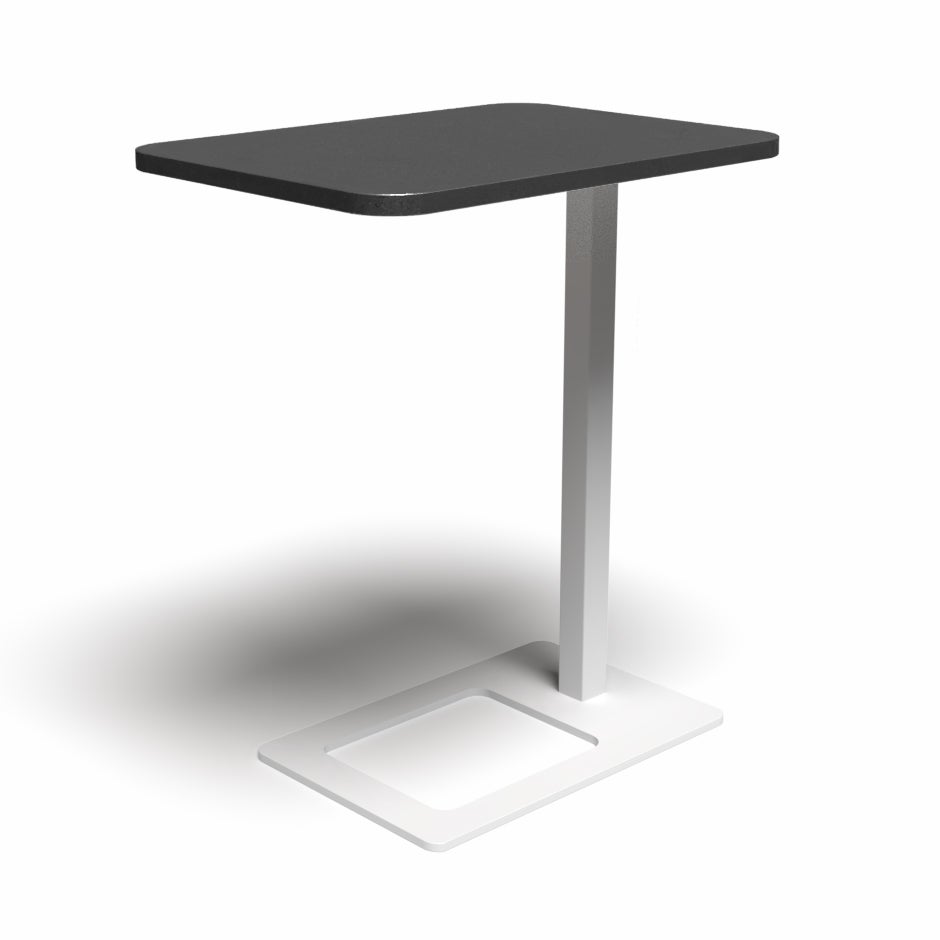 Bord Mobi, L400 x D500 x H620 mm, Mörkgrå laminat och stativ Vit