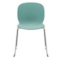 Staplingsbar stol Noor, benstativ ljusgrå medar, helt sittskal av ljusgrön PP, filttassar