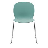 Staplingsbar stol Noor, benstativ ljusgrå medar, helt sittskal av ljusgrön PP, filttassar