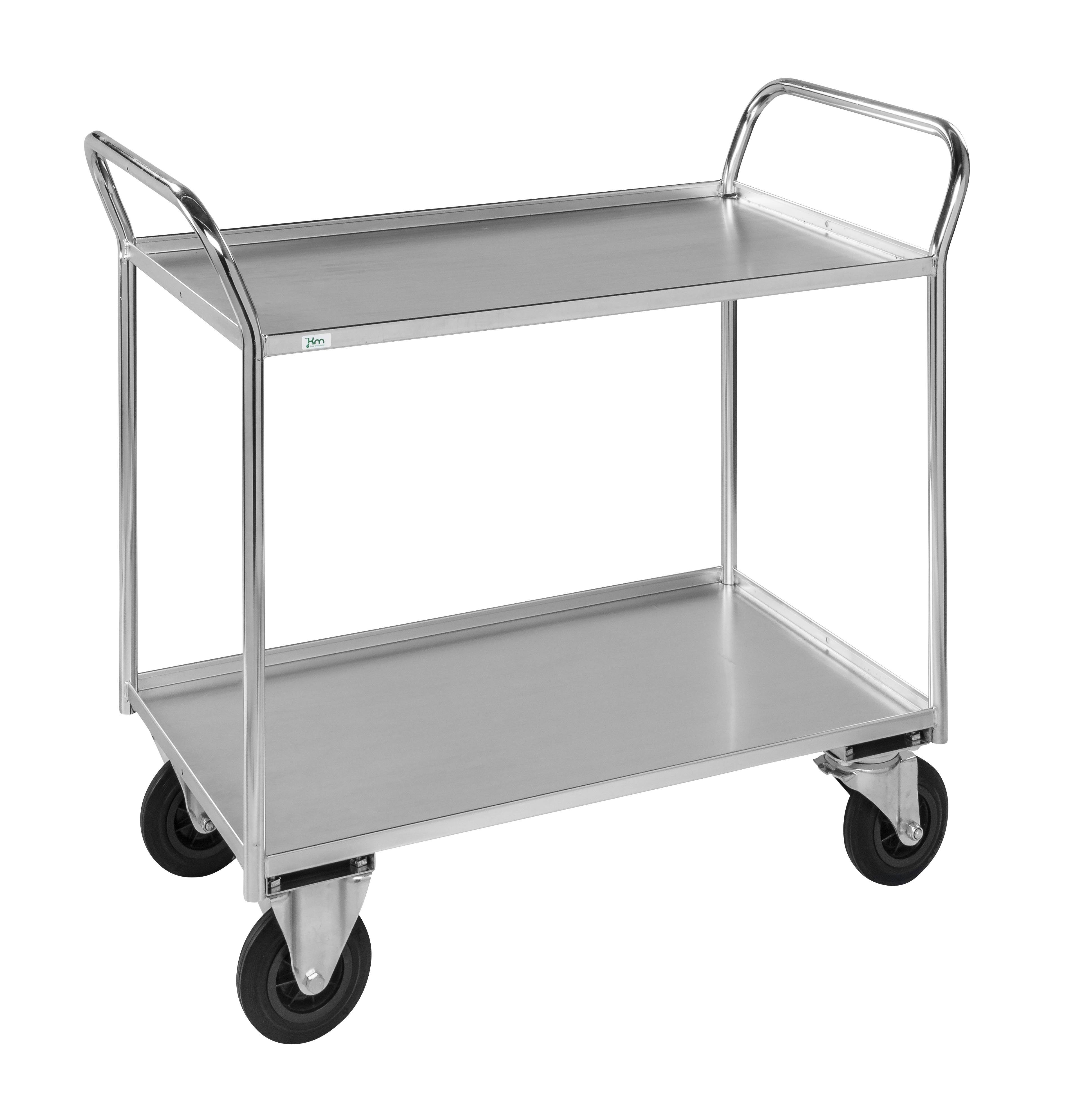 Vagn John, 2 plan utan kant, 1070x550x1000 mm, kap. 400 kg, elförzinkad, broms