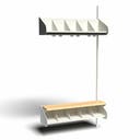 Inredningssystem BST, påb.sekt., 1000x300x270 mm, med bänk & m-vägg, 5 platser