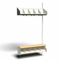 Inredningssystem BST, påb.sekt., 1000x300x270 mm, med bänk & m-vägg, 5 platser