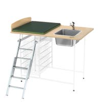 Skötbord Fast 120H tvättdel, skiva 1200x800 mm, höjd 900mm, inkl. stege