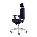 Arbetsstol Infra A, låg rygg, liten sits, 4D armstöd och nackstöd av konstläder, stor ställbarhet, tyg Select