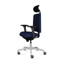 Arbetsstol Infra A, låg rygg, liten sits, 4D armstöd och nackstöd av konstläder, stor ställbarhet, tyg Select