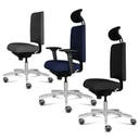 Arbetsstol Infra A, låg rygg, liten sits och 4D armstöd, stor ställbarhet, förberedd för armstöd, tyg Select