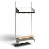 Inredningssystem BST, grundsektion, 900x300x270 mm, inkl. sittbänk, utan m-vägg