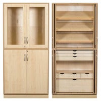 Slöjdskåp Sjöbergsskåpet 1, med 2 st hyllplan, 3 lutande hyllplan & 7 lådor
