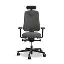 Arbetsstol Höganäs 280 Small med hög rygg och 4D armstöd och nackstöd äkta läder, stor ställbarhet, tyg Select